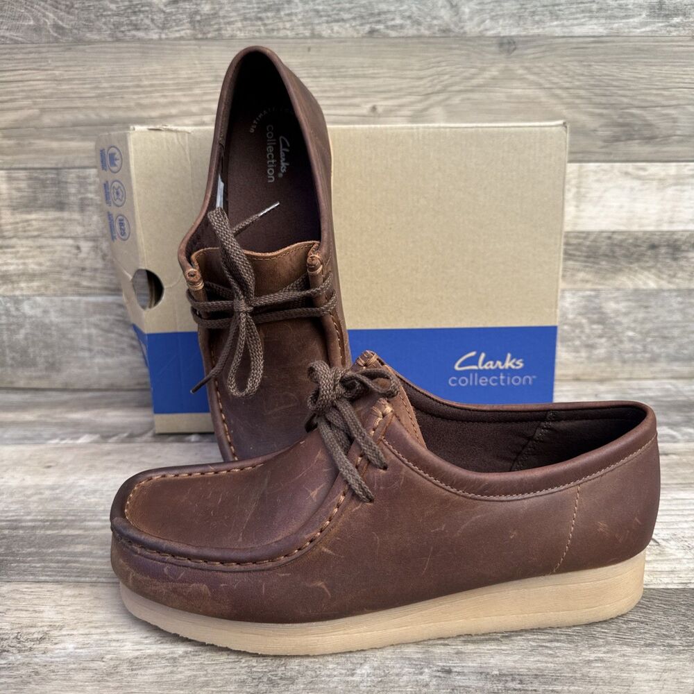 Clarks Padmora Women’s Moc Toe Shoes Brown Smooth Leather Size 8.5 New